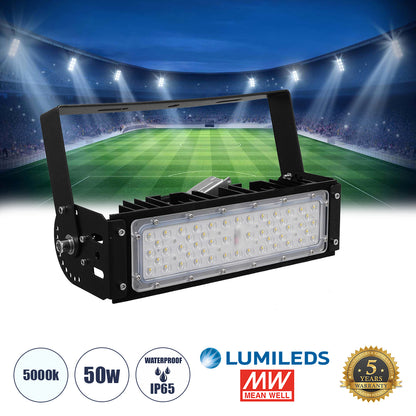 GOLIATH 90100-1 LED Προβολέας Γηπέδου - Φωτιστικό Tunnel 50W 8000LM 75°*135° AC 100-277V IP65 Μ32 x Π12 x Υ9cm Ψυχρό Λευκό 5000K - MeanWell Driver & LumiLEDs Chip