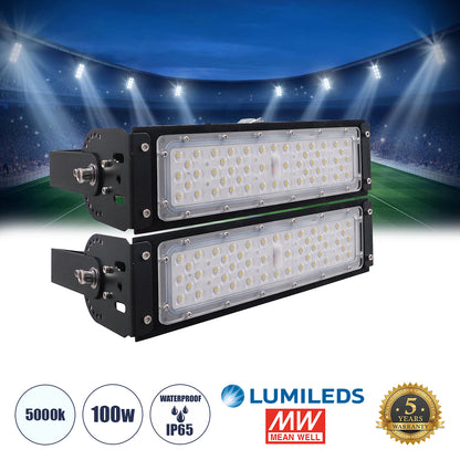 GOLIATH 90100-2 LED Προβολέας Γηπέδου - Φωτιστικό Tunnel 100W 16000LM 75°*135° AC 100-277V IP65 - Ψυχρό Λευκό 5000K - MeanWell Driver & LumiLEDs Chip