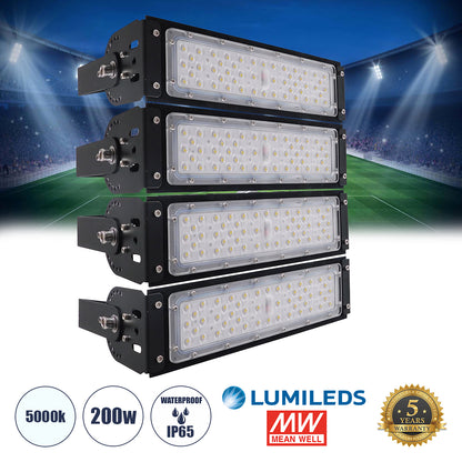 GOLIATH 90100-4 LED Προβολέας Γηπέδου - Φωτιστικό Tunnel 200W 32000LM 75°*135° AC 100-277V IP65 - Ψυχρό Λευκό 5000K - MeanWell Driver & LumiLEDs Chip