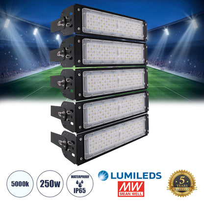 GOLIATH 90100-5 LED Προβολέας Γηπέδου - Φωτιστικό Tunnel 250W 40000LM 75°*135° AC 100-277V IP65 - Ψυχρό Λευκό 5000K - MeanWell Driver & LumiLEDs Chip