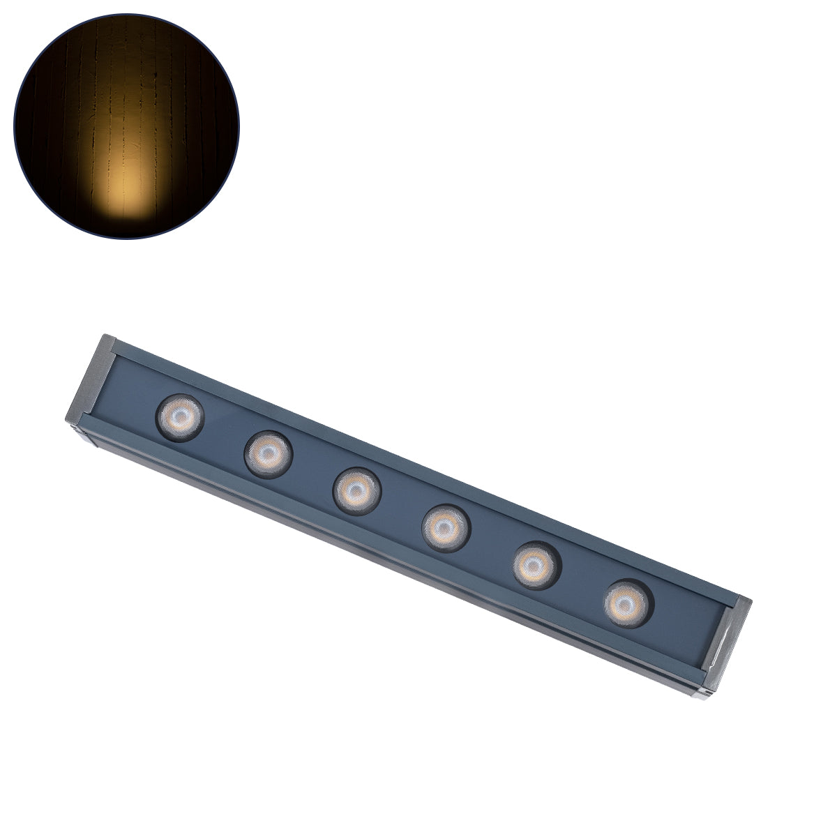WASHERMARGO 90179 Μπάρα Φωτισμού Wall Washer LED 6W 660lm 30° DC 24V Αδιάβροχο IP65 Θερμό Λευκό 2700Κ Dimmable - Bridgelux SMD Chip - Γκρι Ανθρακί - Μ30 x Π4 x Υ5