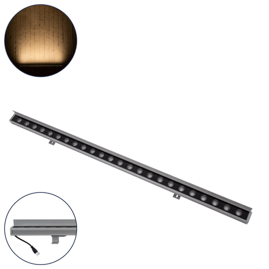 WASHERFAIA 90186 Μπάρα Φωτισμού Wall Washer με Αντιθαμβωτική Γρίλια LED 24W 2640lm 15° DC 24V Αδιάβροχο IP65 Θερμό Λευκό 2700K Dimmable - Bridgelux SMD Chip - Ασημί - Μ100 x Π4 x Υ5.5