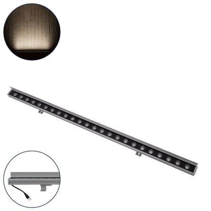 WASHERFAIA 90187 Μπάρα Φωτισμού Wall Washer με Αντιθαμβωτική Γρίλια LED 24W 2760lm 15° DC 24V Αδιάβροχο IP65 Φυσικό Λευκό 4500K Dimmable - Bridgelux SMD Chip - Ασημί - Μ100 x Π4 x Υ5.5