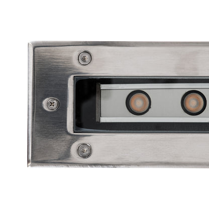 UNDERGROUND-PASSAGGIO 90196 Χωνευτό Φωτιστικό Wall Washer Δαπέδου LED 24W 2160lm 10° DC 24V Αδιάβροχο IP68 με Ρυθμιζόμενη Γωνία Φωτισμού L108 x W9 x H7.5cm Θερμό Λευκό 2700K - Ανοξείδωτο Ατσάλι