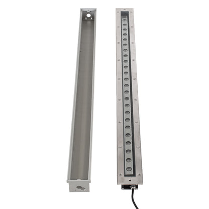 UNDERGROUND-PASSAGGIO 90196 Χωνευτό Φωτιστικό Wall Washer Δαπέδου LED 24W 2160lm 10° DC 24V Αδιάβροχο IP68 με Ρυθμιζόμενη Γωνία Φωτισμού L108 x W9 x H7.5cm Θερμό Λευκό 2700K - Ανοξείδωτο Ατσάλι