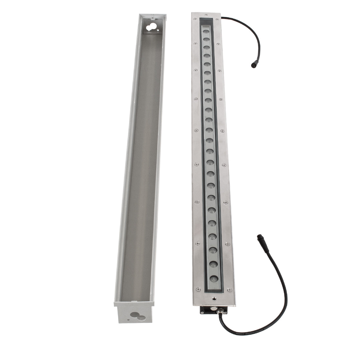 UNDERGROUND-PASSAGGIO 90197 Χωνευτό Φωτιστικό Wall Washer Δαπέδου LED 24W 2040lm 10° DC 24V Αδιάβροχο IP68 με Ρυθμιζόμενη Γωνία Φωτισμού L108 x W9 x H7.5cm RGBW DMX512 - Ανοξείδωτο Ατσάλι