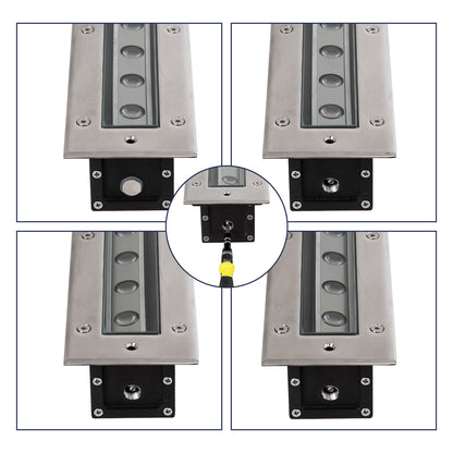 UNDERGROUND-PASSAGGIO 90197 Χωνευτό Φωτιστικό Wall Washer Δαπέδου LED 24W 2040lm 10° DC 24V Αδιάβροχο IP68 με Ρυθμιζόμενη Γωνία Φωτισμού L108 x W9 x H7.5cm RGBW DMX512 - Ανοξείδωτο Ατσάλι