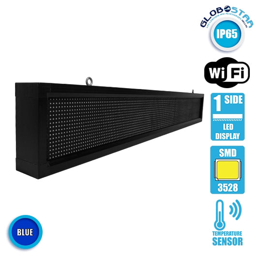 90263 Κυλιόμενη Ψηφιακή Επιγραφή P10 LED SMD AC 220-240V με Wi-Fi - Αδιάβροχή IP54 - Μονής Όψης - Μ168 x Π9 x Υ24cm Μπλε