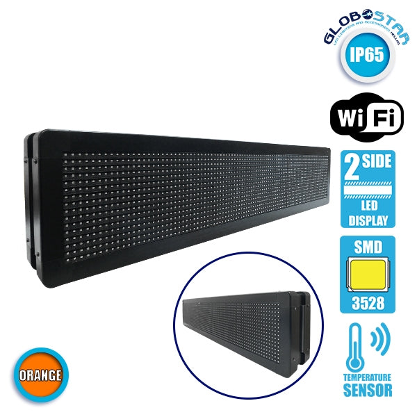 90304 Κυλιόμενη Ψηφιακή Επιγραφή P10 LED SMD AC 220-240V με Wi-Fi - Αδιάβροχή IP65 - Διπλής Όψης - Μ104 x Π12 x Υ20cm Πορτοκαλί