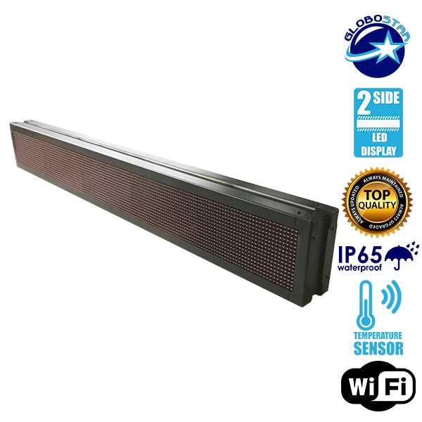 90311 Κυλιόμενη Ψηφιακή Επιγραφή P10 LED SMD AC 220-240V με Wi-Fi - Αδιάβροχή IP65 - Διπλής Όψης - Μ168 x Π12 x Υ24cm Κόκκινο