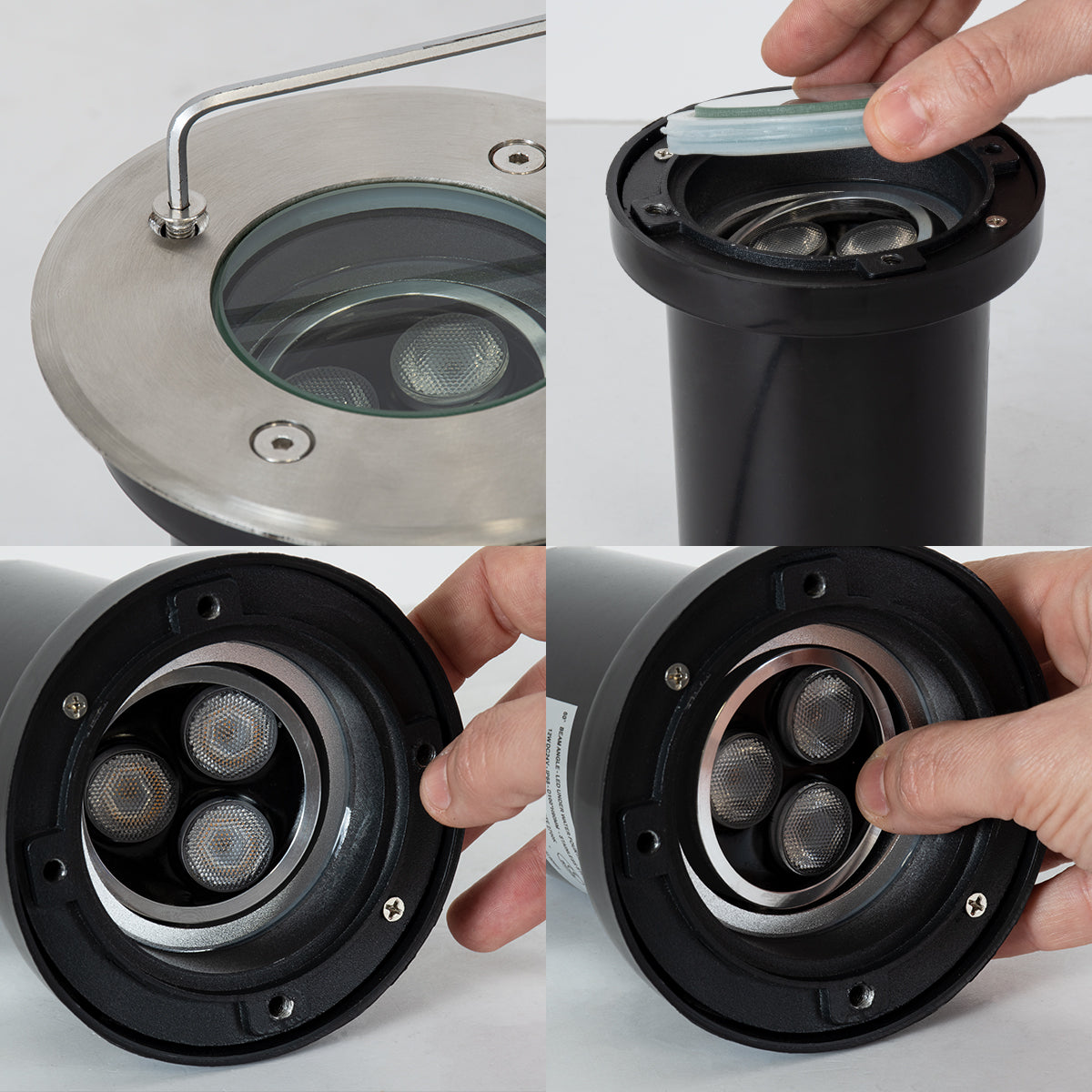 UNDERWATER-LUNTA 90401 Υποβρύχιο Χωνευτό Κινούμενο Φωτιστικό Σποτ Ειδικό για Σιντριβάνια LED 12W 1080lm 60° DC 24V Αδιάβροχο IP68 Φ12 x Υ13cm Θερμό Λευκό 2700K - Ανοξείδωτο Ατσάλι