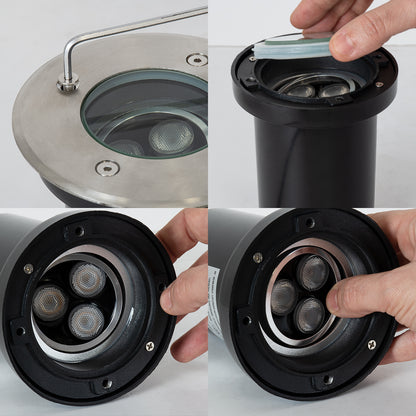 UNDERWATER-LUNTA 90401 Υποβρύχιο Χωνευτό Κινούμενο Φωτιστικό Σποτ Ειδικό για Σιντριβάνια LED 12W 1080lm 60° DC 24V Αδιάβροχο IP68 Φ12 x Υ13cm Θερμό Λευκό 2700K - Ανοξείδωτο Ατσάλι