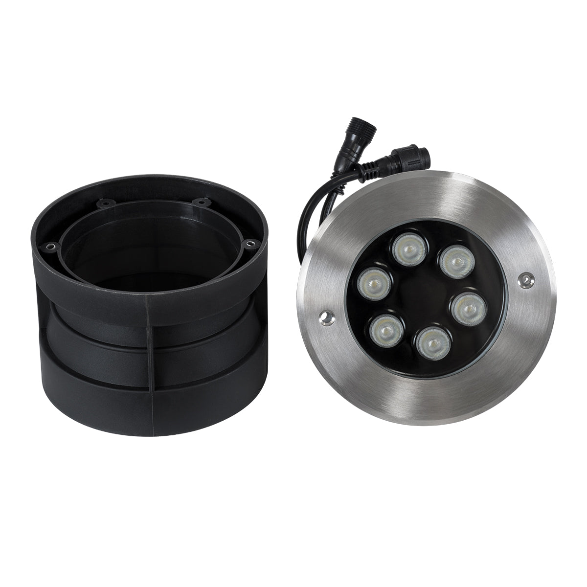 UNDERWATER-YUNI 90419 Υποβρύχιο Χωνευτό Φωτιστικό Σποτ Ειδικό για Σιντριβάνια LED 6W 510lm 30° DC 24V Αδιάβροχο IP68 Φ15 x Υ10cm RGBW DMX512 - Ανοξείδωτο Ατσάλι