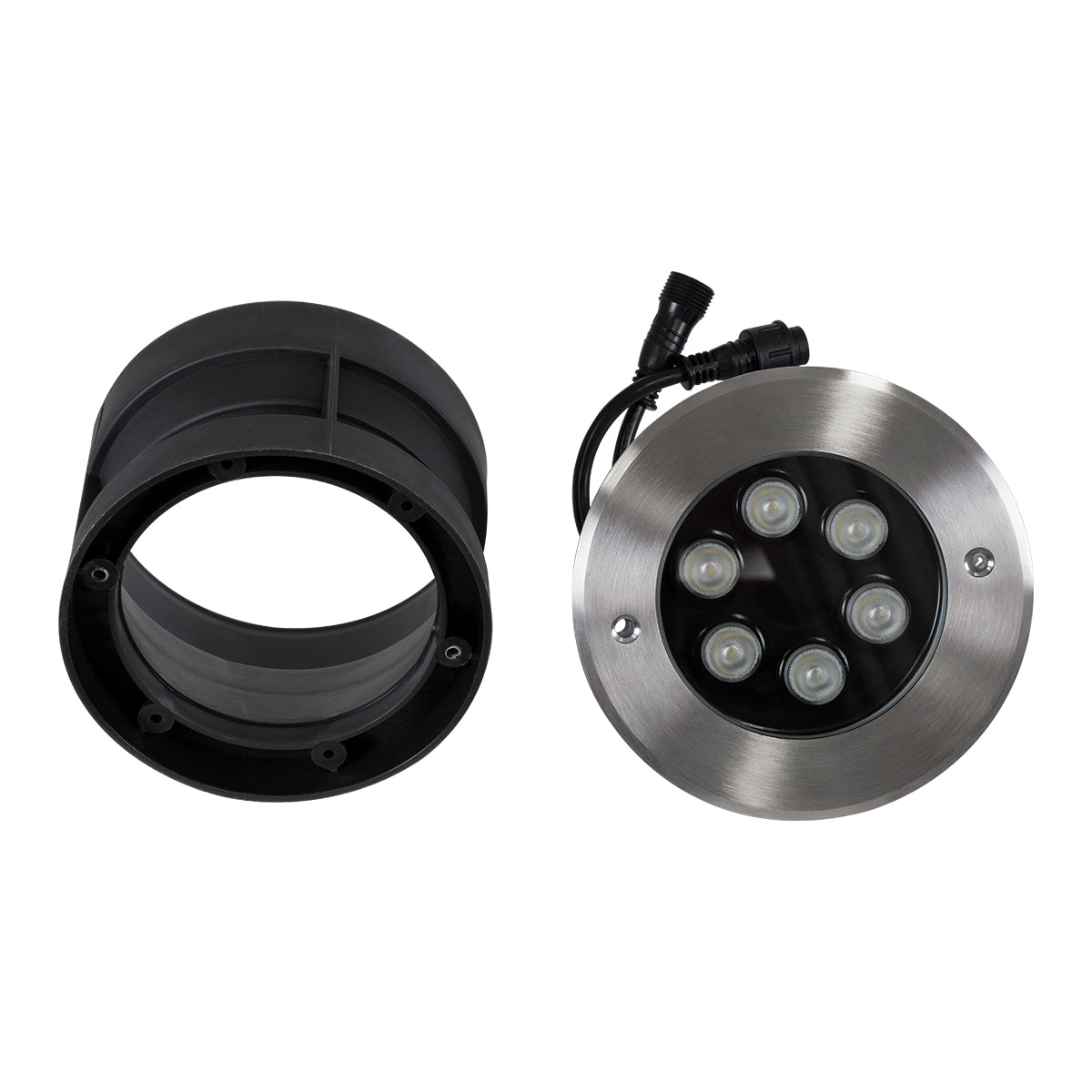 UNDERWATER-YUNI 90419 Υποβρύχιο Χωνευτό Φωτιστικό Σποτ Ειδικό για Σιντριβάνια LED 6W 510lm 30° DC 24V Αδιάβροχο IP68 Φ15 x Υ10cm RGBW DMX512 - Ανοξείδωτο Ατσάλι