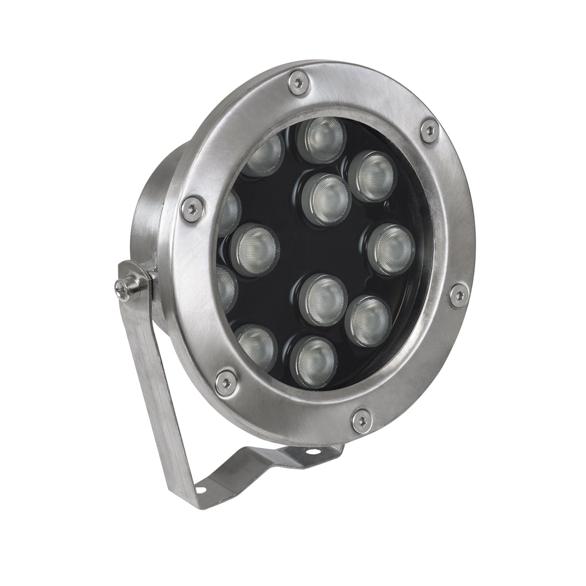 UNDERWATER-JERRY 90425 Υποβρύχιο Επιφανειακό Σποτ για Σιντριβάνια/Πισίνες LED 12W 1020lm 30° DC 24V Αδιάβροχο IP68 RGBW DMX512 Dimmable - Ανοξείδωτο Ατσάλι 304 - Μ14.5 x Π7 x Υ19