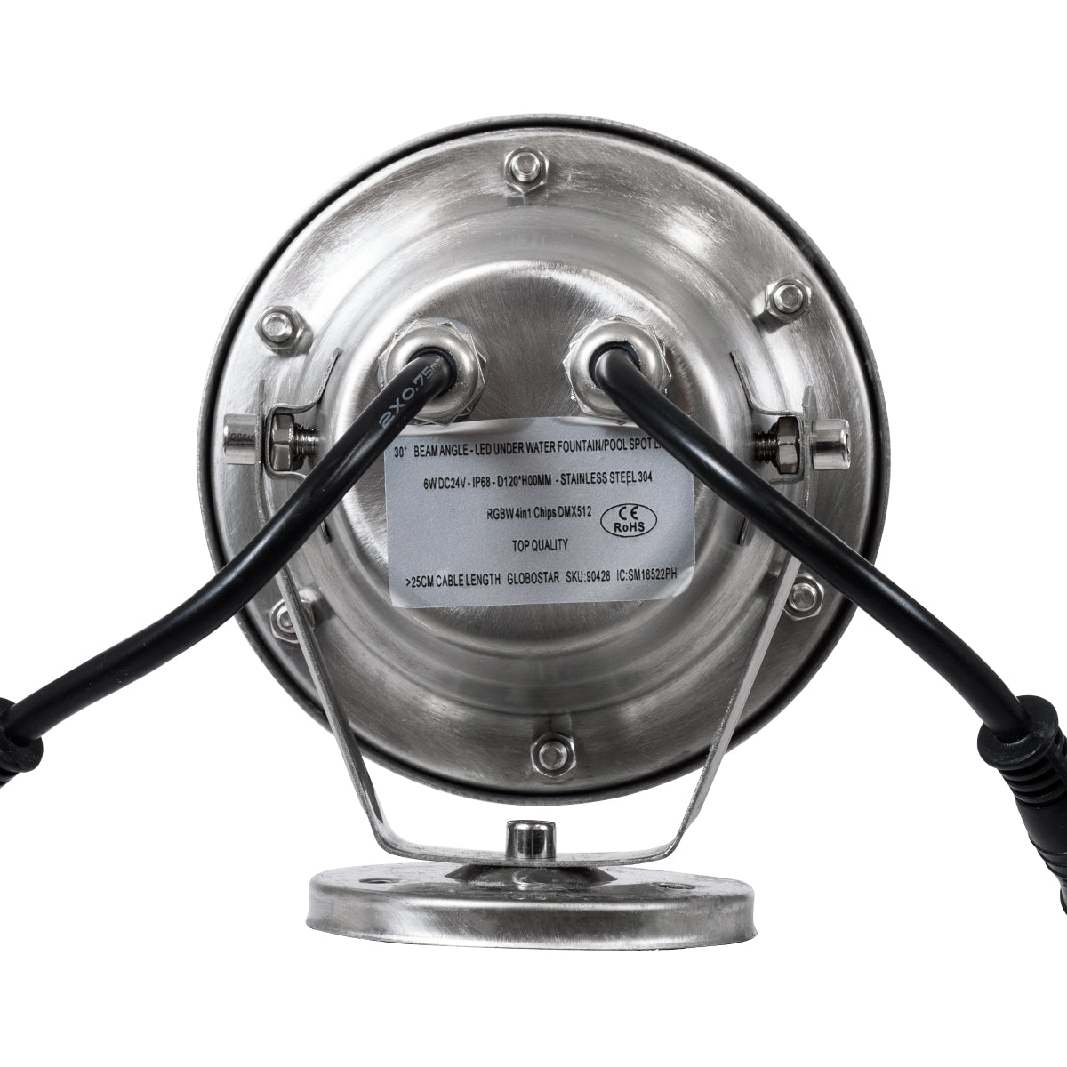 UNDERWATER-DEDY 90428 Υποβρύχιο Επιφανειακό Φωτιστικό Σποτ Ειδικό για Σιντριβάνια - Πισίνες - Τζακούζι LED 6W 510lm 30° DC 24V Αδιάβροχο IP68 Μ12 x Π7.5 x Υ14.5cm RGBW DMX512 - Ανοξείδωτο Ατσάλι SS304