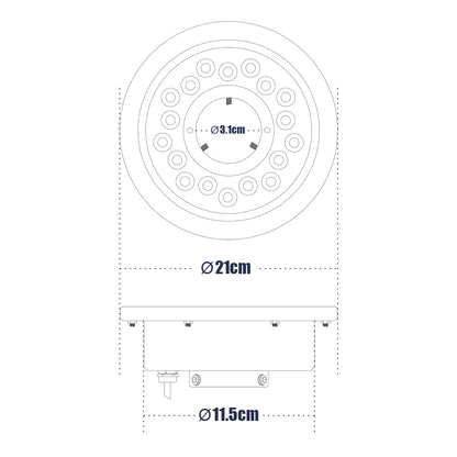 UNDERWATER-DENIS 90434 Υποβρύχιο Χωνευτό Φωτιστικό Σποτ Ειδικό για Σιντριβάνια - Πισίνες - Τζακούζι LED 9W 765lm 30° DC 24V Αδιάβροχο IP68 Φ21 x Υ7.5cm RGBW DMX512 - Ανοξείδωτο Ατσάλι SS304