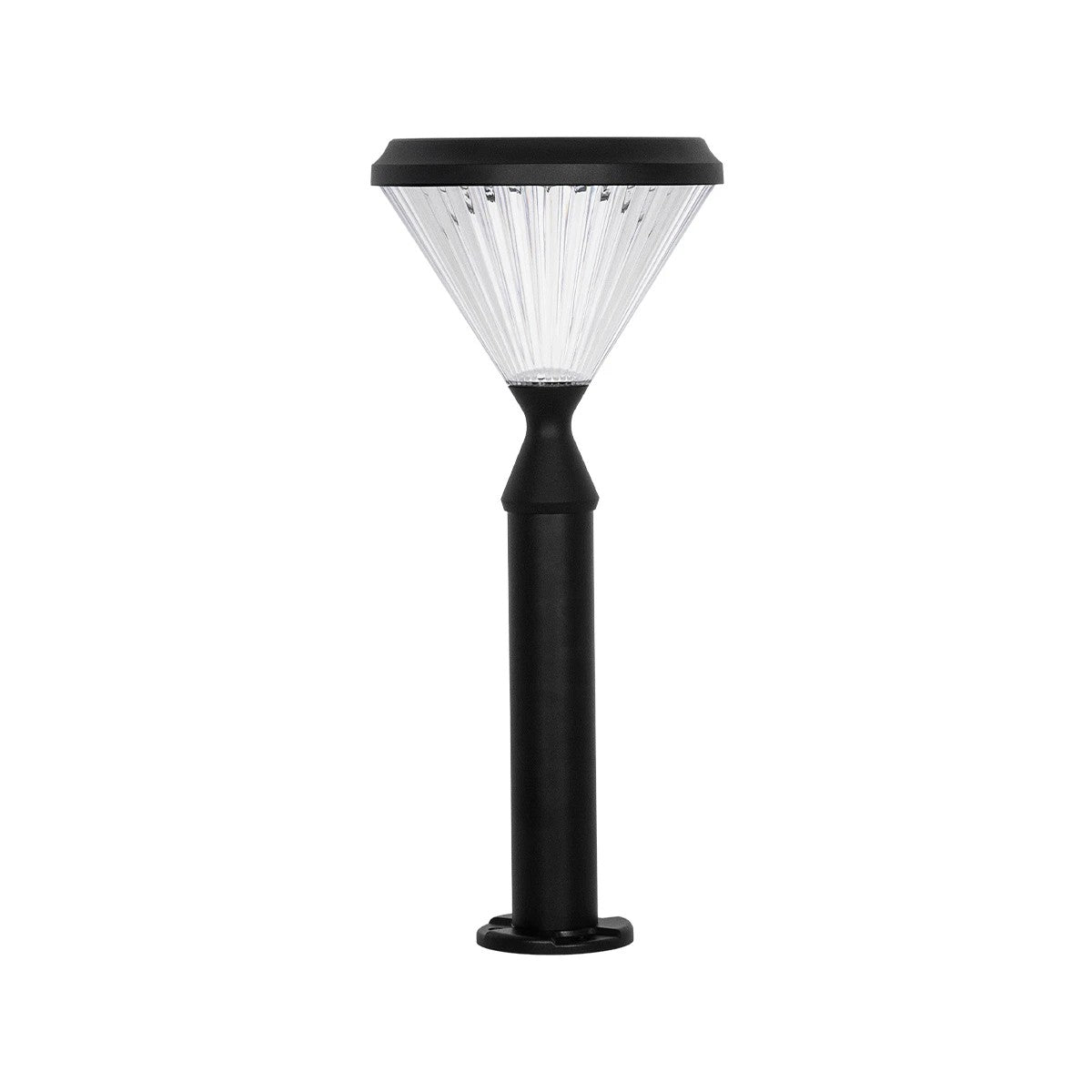 VEGGIE 90522 Φωτιστικό Κολωνάκι Κήπου LED 10W 500lm 120° με Ενσωματωμένο Φωτοβολταϊκό Panel 6V 2W & Επαναφορτιζόμενη Μπαταρία Li-ion 3.2V 6000mAh με Αισθητήρα Ημέρας-Νύχτας Αδιάβροχο IP65 Ψυχρό Λευκό 6000K - Sanan SMD Chip - Μαύρο - Μ26 x Π26 x Υ60