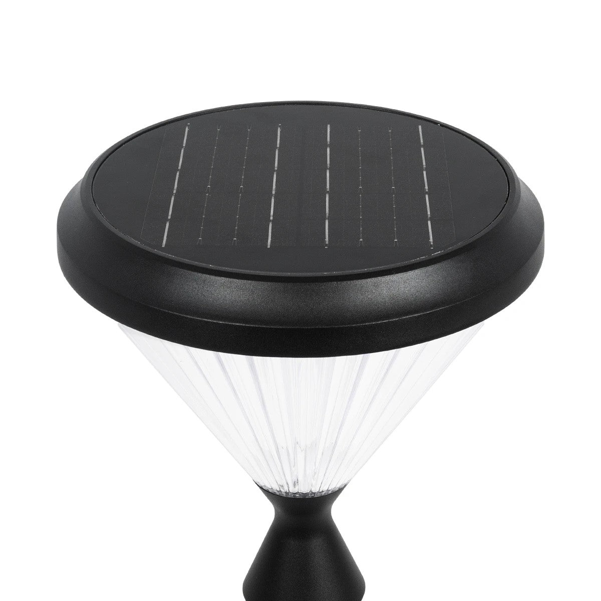 VEGGIE 90522 Φωτιστικό Κολωνάκι Κήπου LED 10W 500lm 120° με Ενσωματωμένο Φωτοβολταϊκό Panel 6V 2W & Επαναφορτιζόμενη Μπαταρία Li-ion 3.2V 6000mAh με Αισθητήρα Ημέρας-Νύχτας Αδιάβροχο IP65 Ψυχρό Λευκό 6000K - Sanan SMD Chip - Μαύρο - Μ26 x Π26 x Υ60