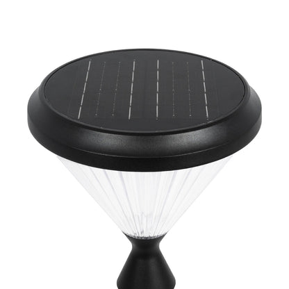 VEGGIE 90522 Φωτιστικό Κολωνάκι Κήπου LED 10W 500lm 120° με Ενσωματωμένο Φωτοβολταϊκό Panel 6V 2W & Επαναφορτιζόμενη Μπαταρία Li-ion 3.2V 6000mAh με Αισθητήρα Ημέρας-Νύχτας Αδιάβροχο IP65 Ψυχρό Λευκό 6000K - Sanan SMD Chip - Μαύρο - Μ26 x Π26 x Υ60