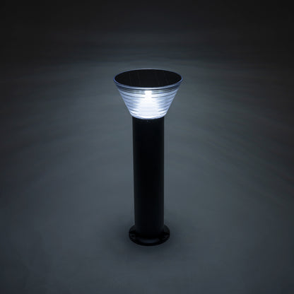 VEGGIE 90525 Φωτιστικό Κολωνάκι Κήπου LED 10W 330lm 120° με Ενσωματωμένο Φωτοβολταϊκό Panel 6V 2W & Επαναφορτιζόμενη Μπαταρία Li-ion 3.2V 1800mAh με Αισθητήρα Ημέρας-Νύχτας Αδιάβροχο IP65 Ψυχρό Λευκό 6000K - Γκρι Ανθρακί - Μ23 x Π23 x Υ60cm