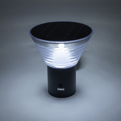 VEGGIE 90530 Φωτιστικό Κολωνάκι Κήπου LED 10W 330lm 120° με Ενσωματωμένο Φωτοβολταϊκό Panel 6V 2W & Επαναφορτιζόμενη Μπαταρία Li-ion 3.2V 1800mAh με Αισθητήρα Ημέρας-Νύχτας Αδιάβροχο IP65 Ψυχρό Λευκό 6000K - Γκρι Ανθρακί - Μ23 x Π30 x Υ25cm
