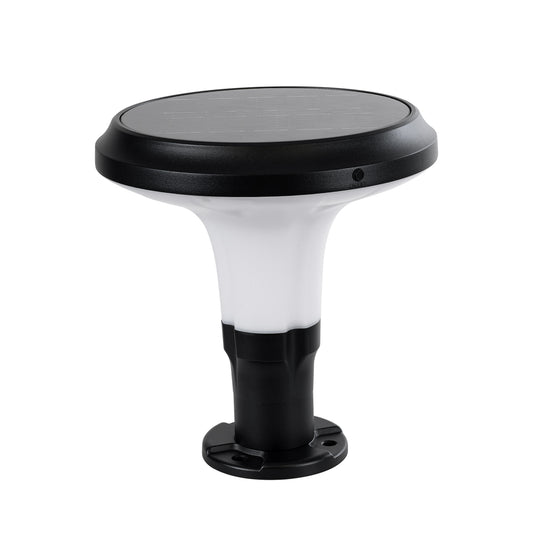 WHISPER 90535 Φωτιστικό Κολωνάκι Κήπου LED 10W 500lm 120° με Ενσωματωμένο Φωτοβολταϊκό Panel 6V 2W & Επαναφορτιζόμενη Μπαταρία Li-ion 3.2V 1800mAh με Αισθητήρα Ημέρας-Νύχτας Αδιάβροχο IP65 Ψυχρό Λευκό 6000K - Sanan SMD Chip - Γκρι Ανθρακί - Μ25 x Π25 x 28