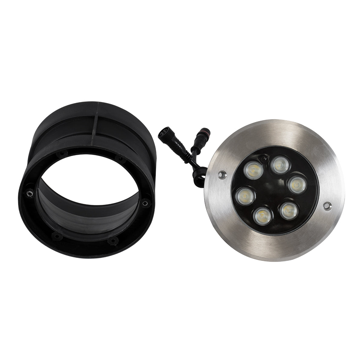 UNDERWATER-JULIA 90567 Υποβρύχιο Χωνευτό Φωτιστικό Σποτ Ειδικό για Σιντριβάνια LED 6W 510lm 15° DC 24V Αδιάβροχο IP68 Φ15 x Υ10.2cm RGBW DMX512 - Ανοξείδωτο Ατσάλι