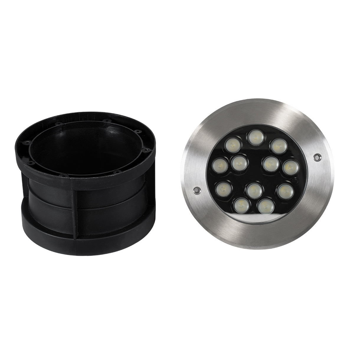 UNDERWATER-JULIA 90570 Υποβρύχιο Χωνευτό Φωτιστικό Σποτ Ειδικό για Σιντριβάνια LED 12W 1020lm 15° DC 24V Αδιάβροχο IP68 Φ18 x Υ11.2cm RGBW DMX512 - Ανοξείδωτο Ατσάλι