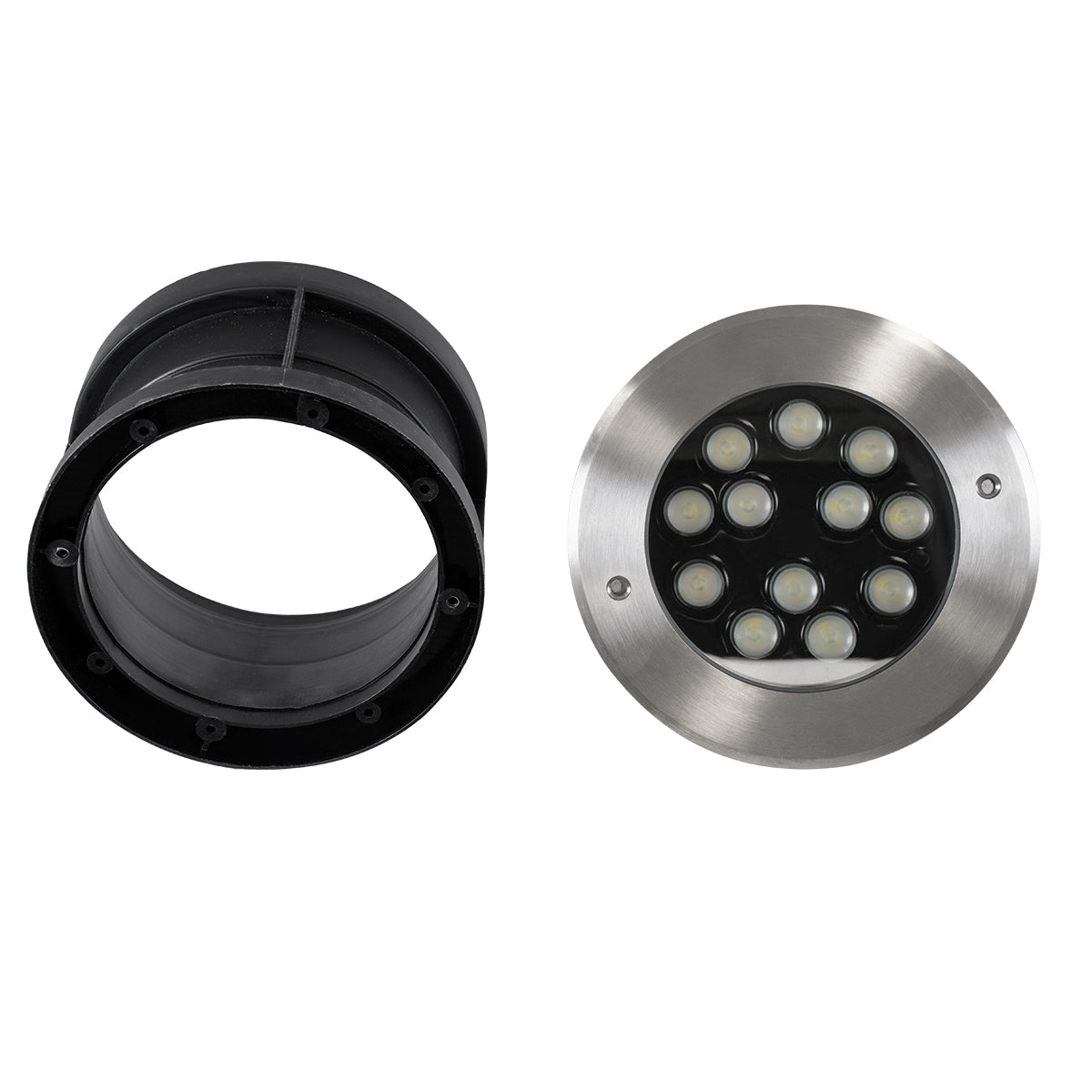 UNDERWATER-JULIA 90570 Υποβρύχιο Χωνευτό Φωτιστικό Σποτ Ειδικό για Σιντριβάνια LED 12W 1020lm 15° DC 24V Αδιάβροχο IP68 Φ18 x Υ11.2cm RGBW DMX512 - Ανοξείδωτο Ατσάλι