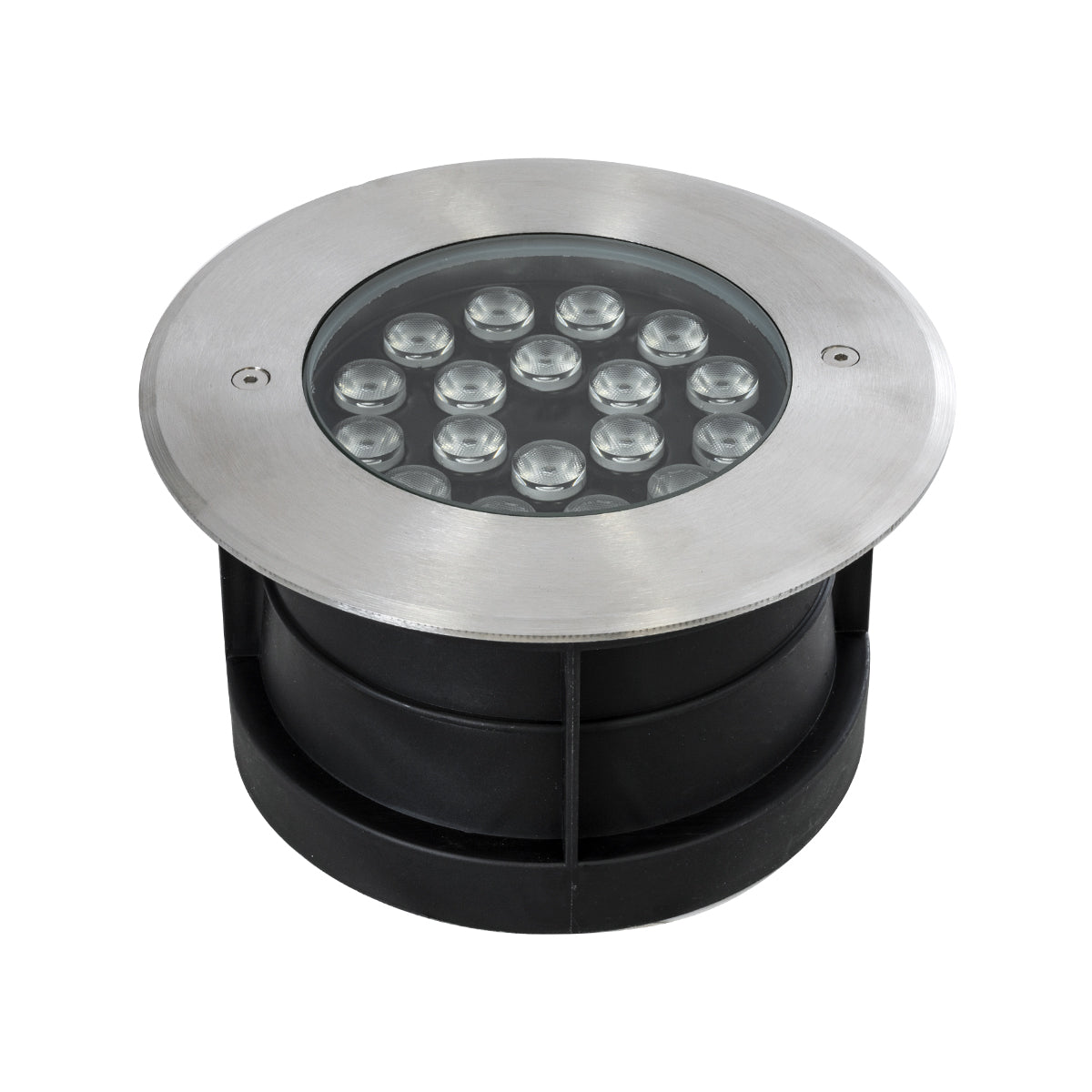 UNDERGROUND-SINA 90571 Χωνευτό Φωτιστικό Σποτ Δαπέδου LED 18W 1620lm 15° DC 24V Αδιάβροχο IP68 Φ20 x Υ11cm Θερμό Λευκό 2700K - Ανοξείδωτο Ατσάλι