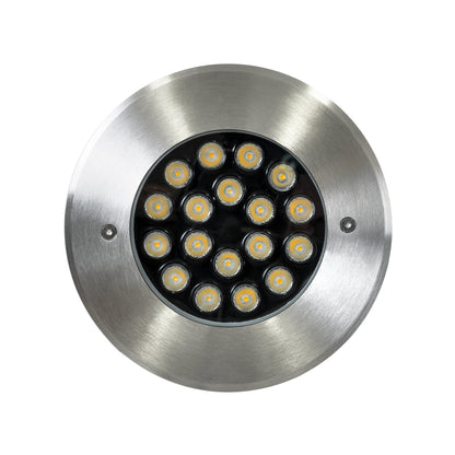 UNDERGROUND-SINA 90572 Χωνευτό Φωτιστικό Σποτ Δαπέδου LED 18W 1710lm 15° DC 24V Αδιάβροχο IP68 Φ20 x Υ11cm Φυσικό Λευκό 4500K - Ανοξείδωτο Ατσάλι