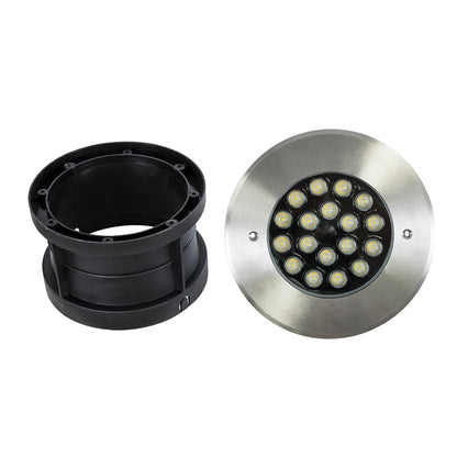 UNDERGROUND-SINA 90572 Χωνευτό Φωτιστικό Σποτ Δαπέδου LED 18W 1710lm 15° DC 24V Αδιάβροχο IP68 Φ20 x Υ11cm Φυσικό Λευκό 4500K - Ανοξείδωτο Ατσάλι