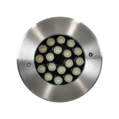 UNDERGROUND-SINA 90573 Χωνευτό Φωτιστικό Σποτ Δαπέδου LED 18W 1530lm 15° DC 24V Αδιάβροχο IP68 Φ20 x Υ11cm RGBW DMX512 - Ανοξείδωτο Ατσάλι