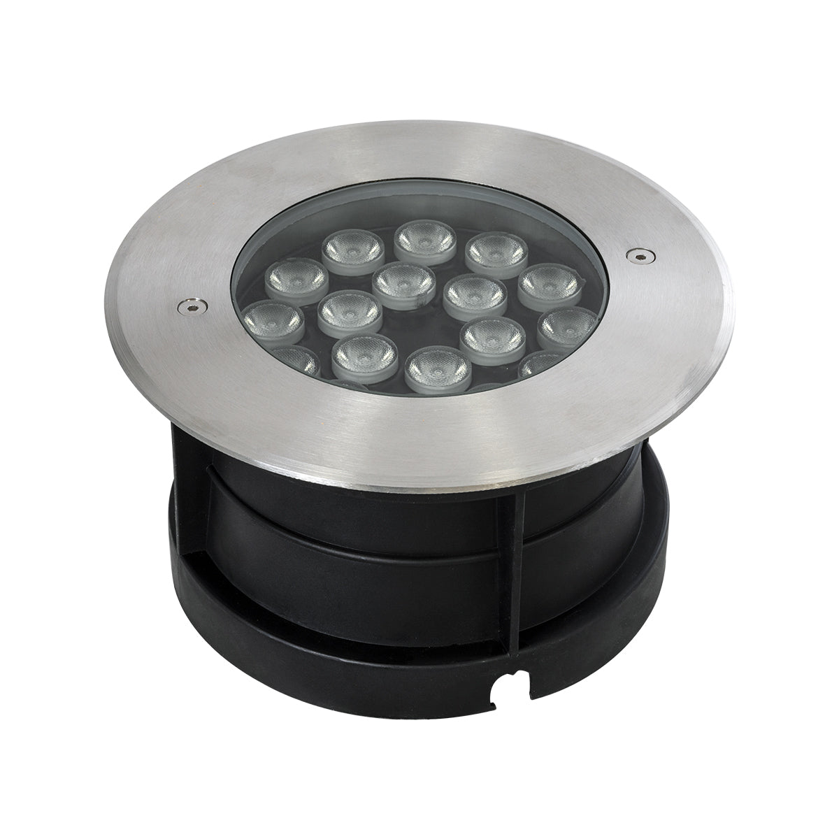 UNDERGROUND-SINA 90573 Χωνευτό Φωτιστικό Σποτ Δαπέδου LED 18W 1530lm 15° DC 24V Αδιάβροχο IP68 Φ20 x Υ11cm RGBW DMX512 - Ανοξείδωτο Ατσάλι