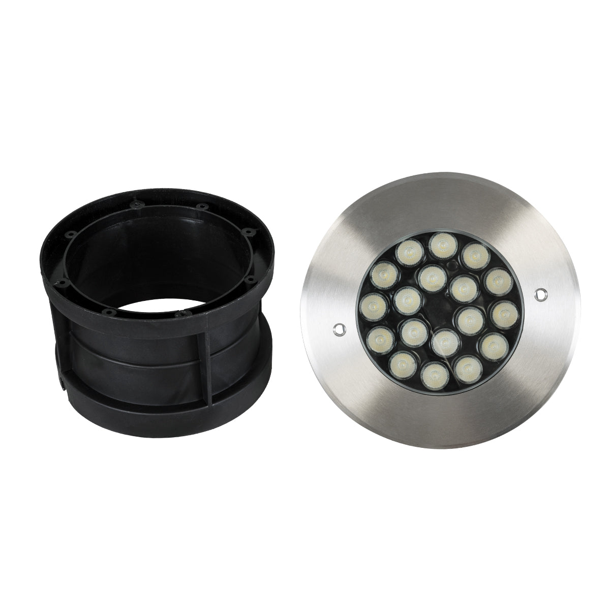 UNDERGROUND-SINA 90573 Χωνευτό Φωτιστικό Σποτ Δαπέδου LED 18W 1530lm 15° DC 24V Αδιάβροχο IP68 Φ20 x Υ11cm RGBW DMX512 - Ανοξείδωτο Ατσάλι