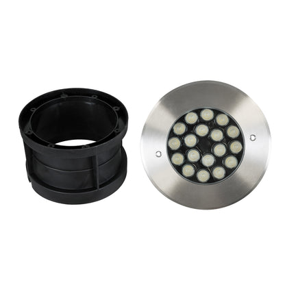 UNDERGROUND-SINA 90573 Χωνευτό Φωτιστικό Σποτ Δαπέδου LED 18W 1530lm 15° DC 24V Αδιάβροχο IP68 Φ20 x Υ11cm RGBW DMX512 - Ανοξείδωτο Ατσάλι