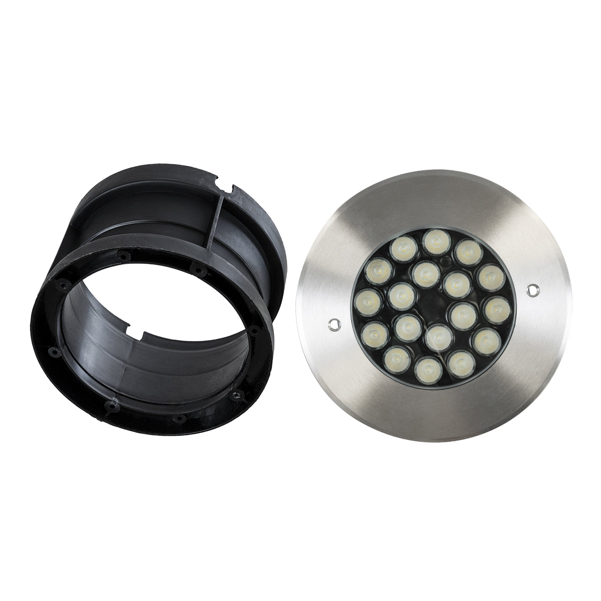 UNDERGROUND-SINA 90573 Χωνευτό Φωτιστικό Σποτ Δαπέδου LED 18W 1530lm 15° DC 24V Αδιάβροχο IP68 Φ20 x Υ11cm RGBW DMX512 - Ανοξείδωτο Ατσάλι