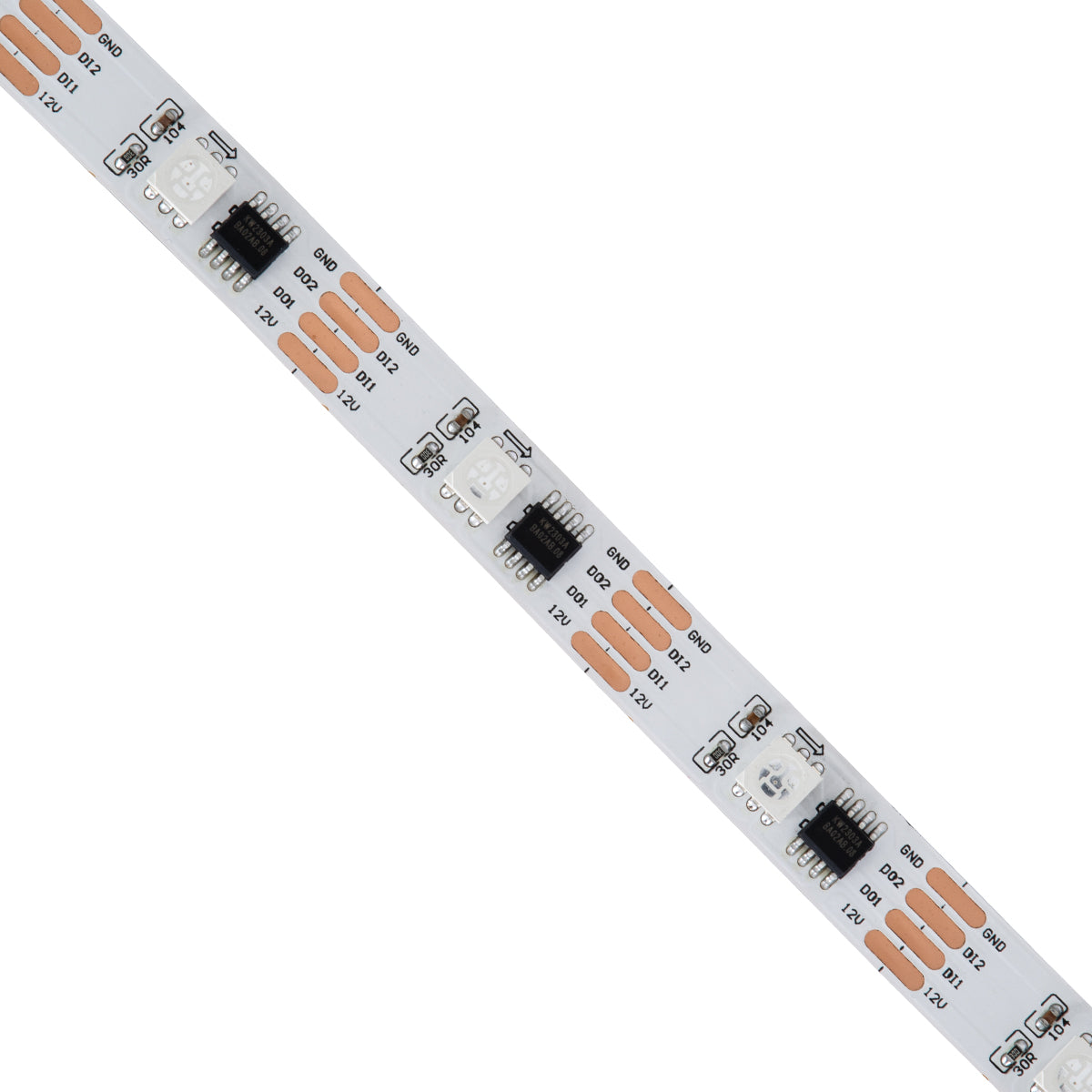 90599 Digital Pixel Addressable Strip 4 PIN - Ψηφιακή Ταινία LED SMD 5050 9W/m 30LED/m 30PIXEL/m SPI/TTL Protocol IC TM1908 720lm/m 120° DC 12V IP20 RGB - Λευκό Σώμα - Μ5000 x Π10 x Υ2mm - Συσκευασία 5 Μέτρων