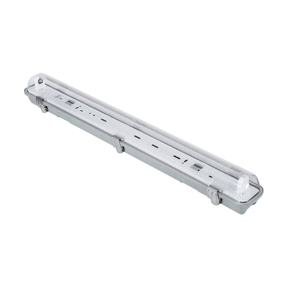 90610 60cm Tri-Proof Πλαστικό PC Σκαφάκι με Μεταλλικά Clips για 1 x Λάμπες T8 Τύπου Φθορίου LED Τροφοδοσίας Ενός Άκρου Αδιάβροχο IP65