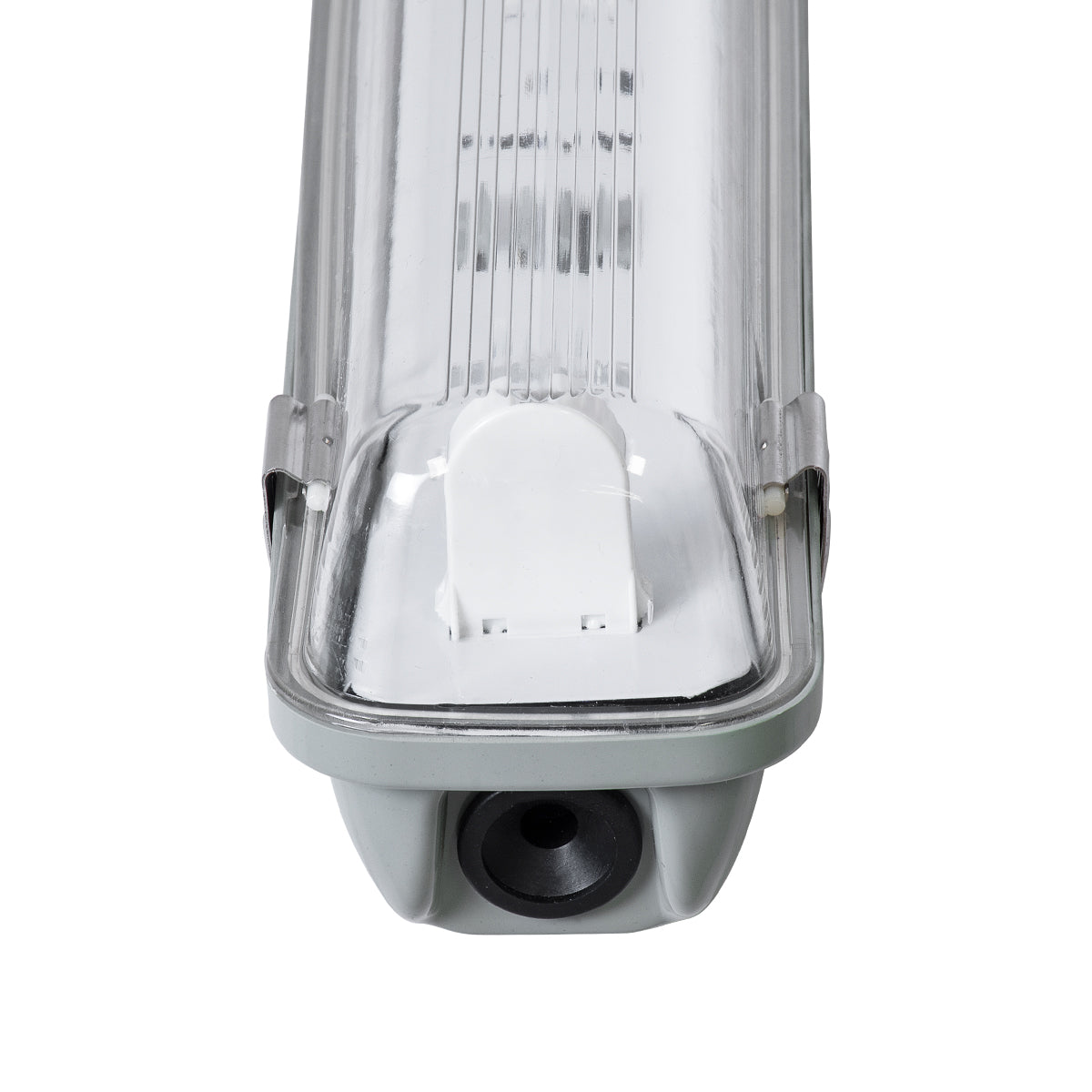 90610 60cm Tri-Proof Πλαστικό PC Σκαφάκι με Μεταλλικά Clips για 1 x Λάμπες T8 Τύπου Φθορίου LED Τροφοδοσίας Ενός Άκρου Αδιάβροχο IP65