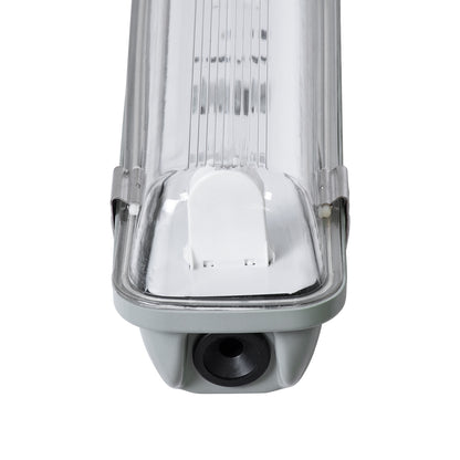 90610 60cm Tri-Proof Πλαστικό PC Σκαφάκι με Μεταλλικά Clips για 1 x Λάμπες T8 Τύπου Φθορίου LED Τροφοδοσίας Ενός Άκρου Αδιάβροχο IP65