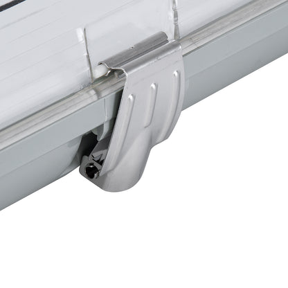 90610 60cm Tri-Proof Πλαστικό PC Σκαφάκι με Μεταλλικά Clips για 1 x Λάμπες T8 Τύπου Φθορίου LED Τροφοδοσίας Ενός Άκρου Αδιάβροχο IP65