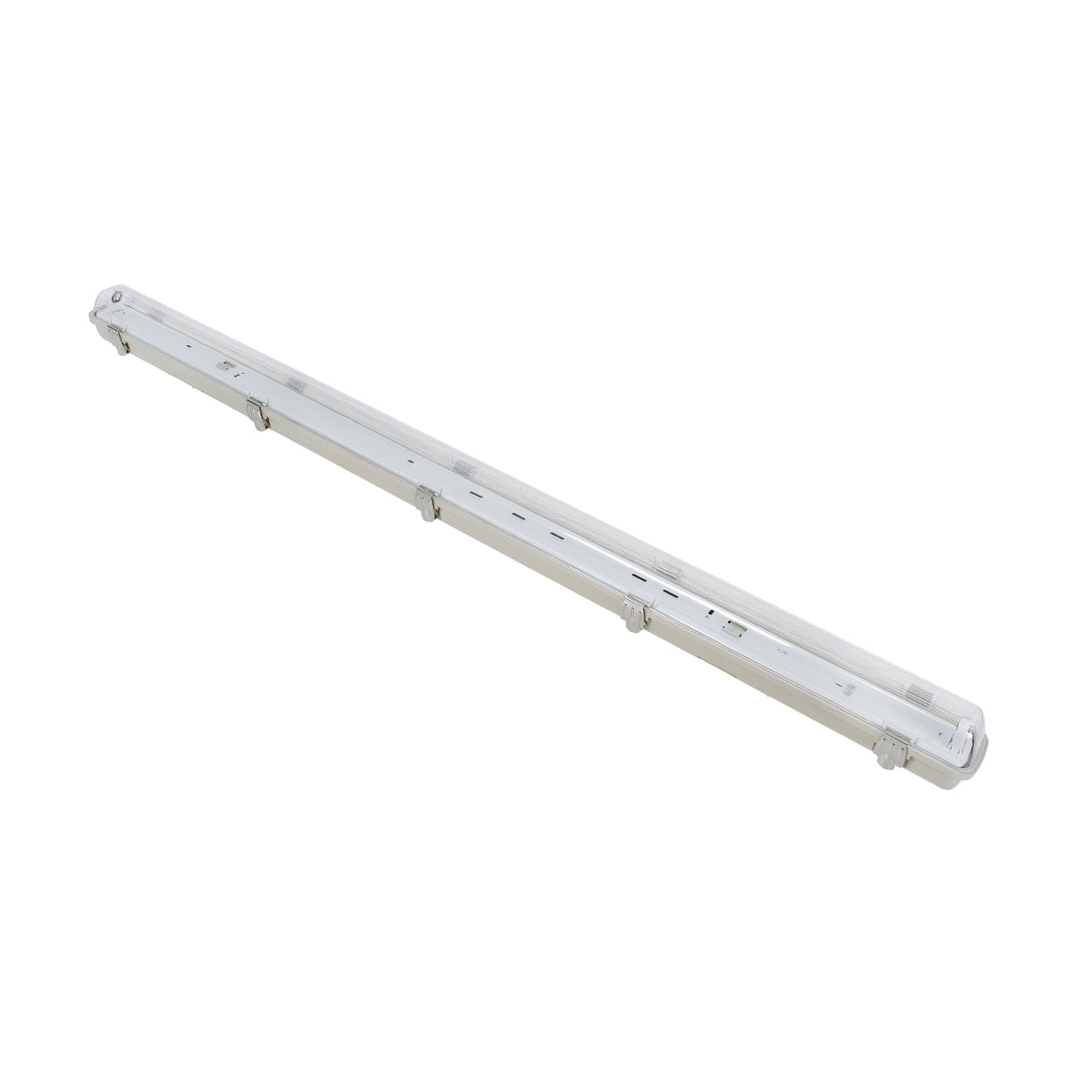 90612 120cm Tri-Proof Πλαστικό PC Σκαφάκι με Μεταλλικά Clips για 1 x Λάμπες T8 Τύπου Φθορίου LED Τροφοδοσίας Ενός Άκρου Αδιάβροχο IP65