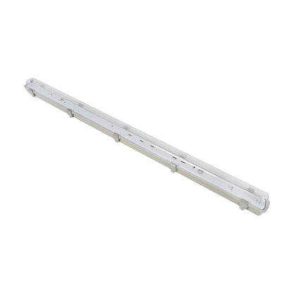 90612 120cm Tri-Proof Πλαστικό PC Σκαφάκι με Μεταλλικά Clips για 1 x Λάμπες T8 Τύπου Φθορίου LED Τροφοδοσίας Ενός Άκρου Αδιάβροχο IP65