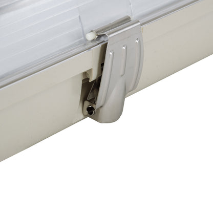 90612 120cm Tri-Proof Πλαστικό PC Σκαφάκι με Μεταλλικά Clips για 1 x Λάμπες T8 Τύπου Φθορίου LED Τροφοδοσίας Ενός Άκρου Αδιάβροχο IP65