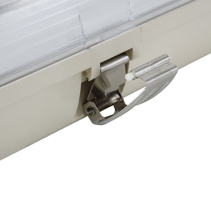 90612 120cm Tri-Proof Πλαστικό PC Σκαφάκι με Μεταλλικά Clips για 1 x Λάμπες T8 Τύπου Φθορίου LED Τροφοδοσίας Ενός Άκρου Αδιάβροχο IP65
