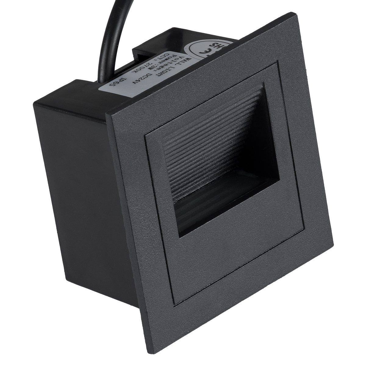 STEP-MINA 90625 Χωνευτό Αρχιτεκτονικό Φωτιστικό Διαδρόμου/Σκαλοπατιού LED 3W 330lm 30° DC 24V Αδιάβροχο IP65 Θερμό Λευκό 2700K Dimmable - Μαύρο - Μ8.3 x Π8.3 x Υ5 / Q6.6εκ