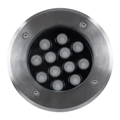 UNDERGROUND-TINA 90668 Χωνευτό Φωτιστικό Σποτ Δαπέδου LED 12W 1380lm 30° DC 24V Αδιάβροχο IP65 Φ16 x Υ9cm Φυσικό Λευκό 4500K - Ανοξείδωτο Ατσάλι