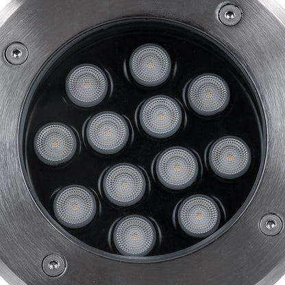 UNDERGROUND-TINA 90668 Χωνευτό Φωτιστικό Σποτ Δαπέδου LED 12W 1380lm 30° DC 24V Αδιάβροχο IP65 Φ16 x Υ9cm Φυσικό Λευκό 4500K - Ανοξείδωτο Ατσάλι